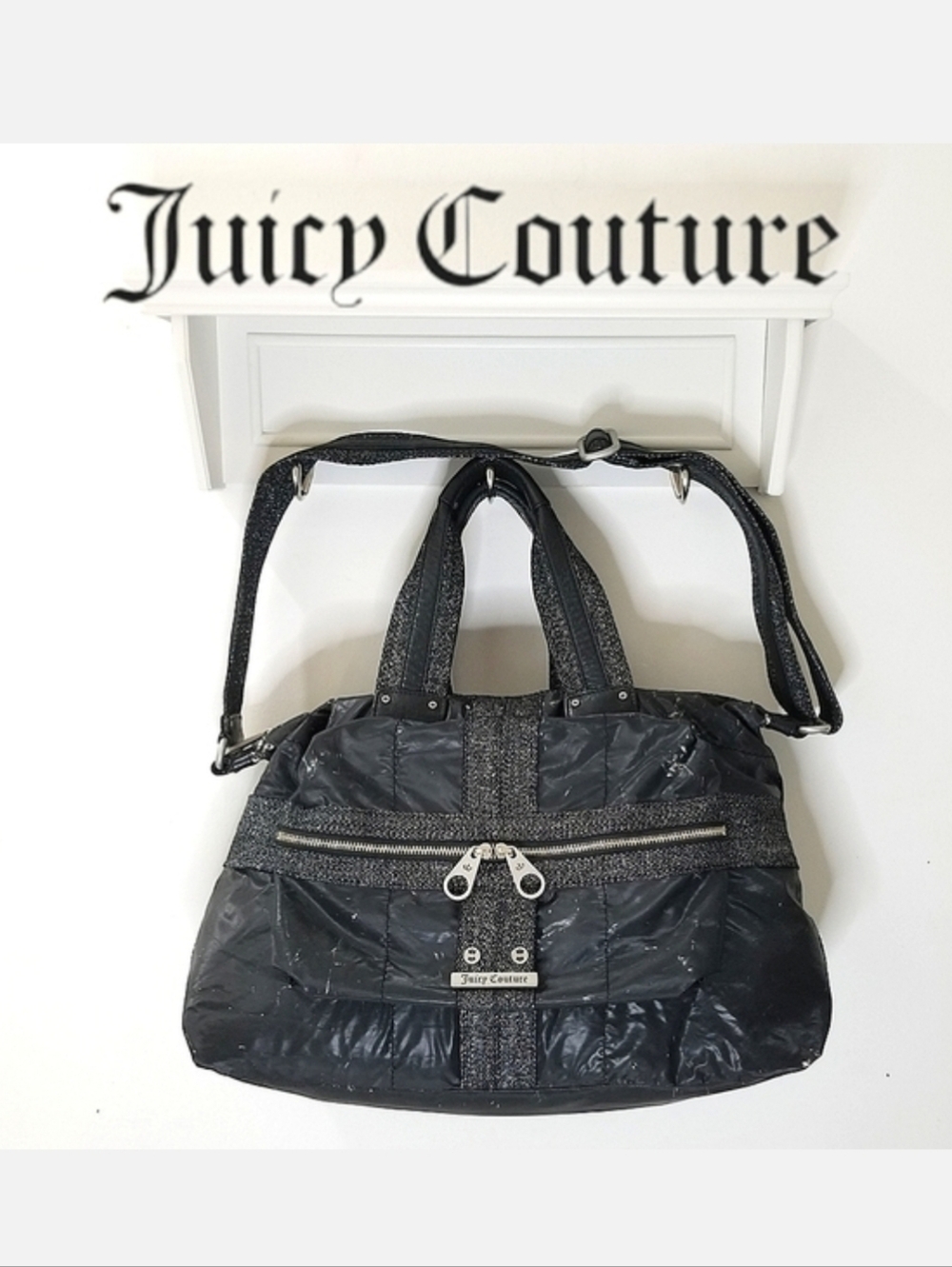 JUICY COUTURE Black Splash & Glitter Overnight Duffle Bag
